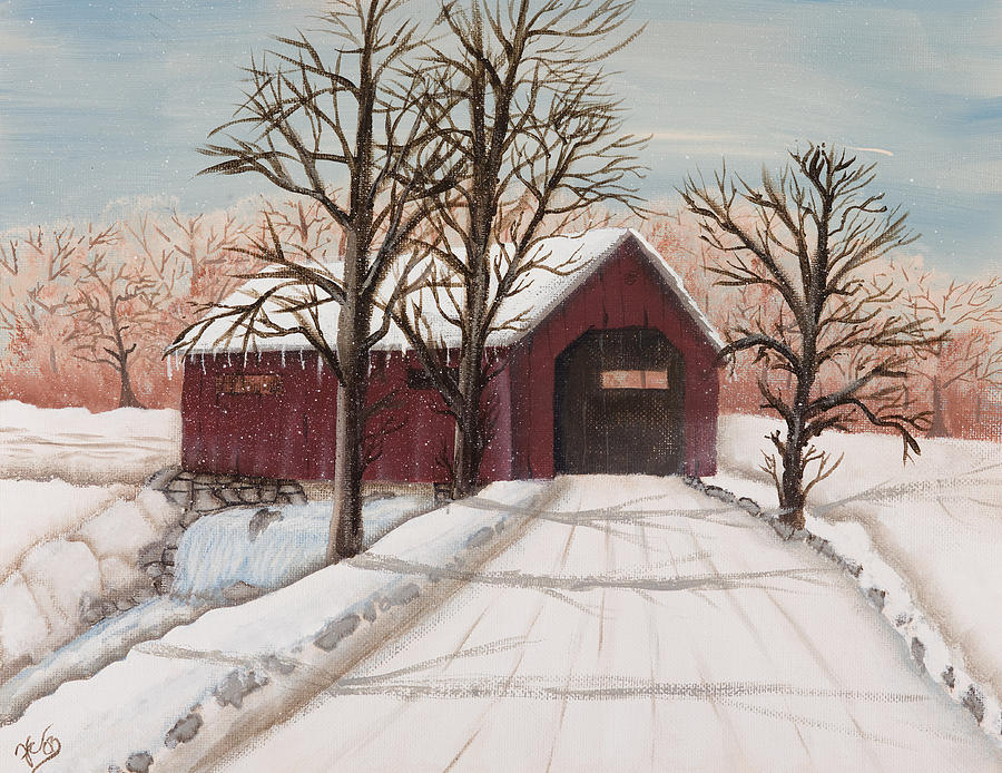 Winter Painting - Winter Bridge by Julia Ellis