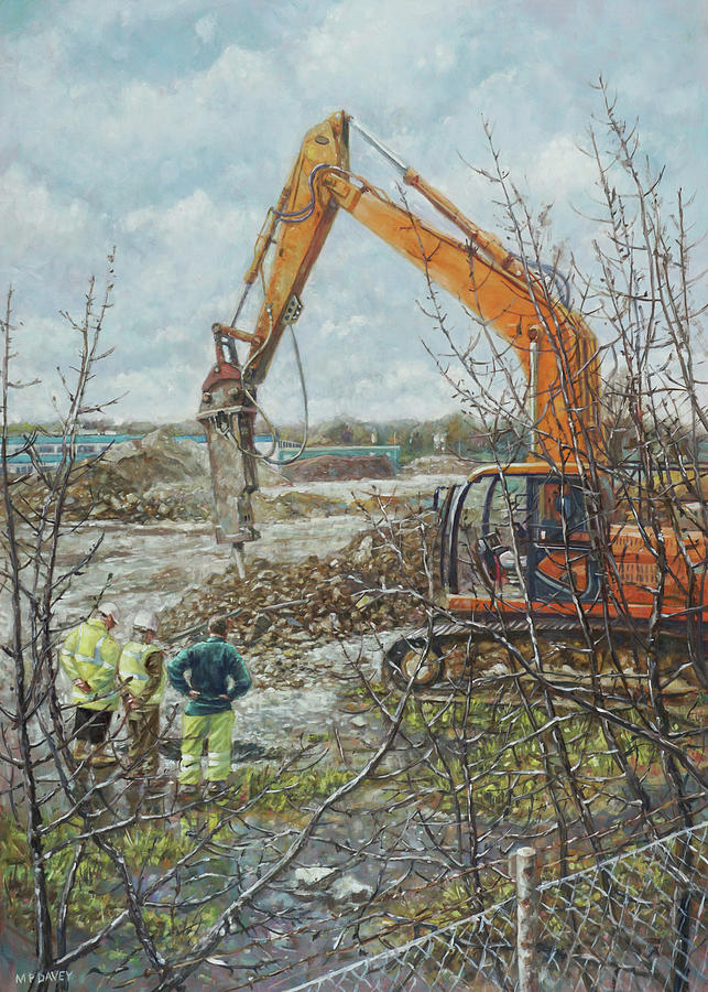 Winter Painting - Winter Building Site Breaker by Martin Davey