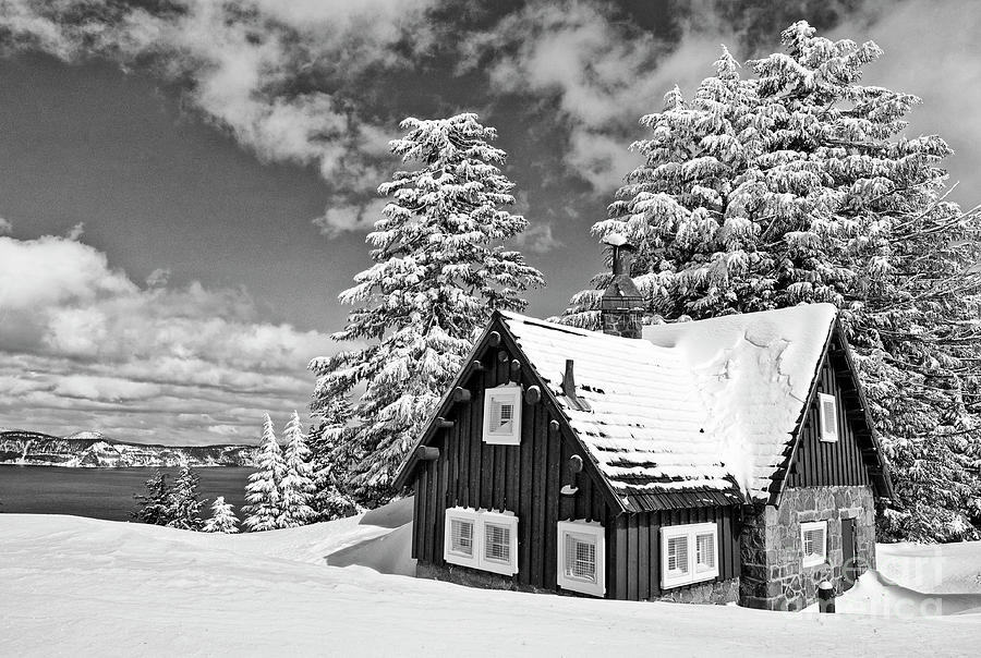 Crater Lake National Park Photograph - Winter Cabin by Jamie Pham