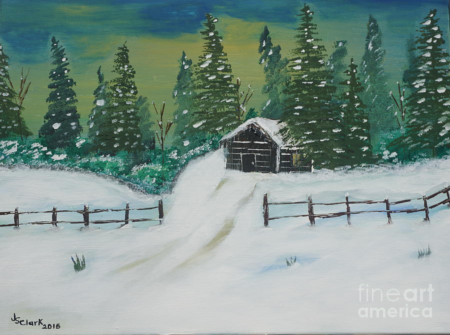 Winter Cabin Painting by Jimmy Clark