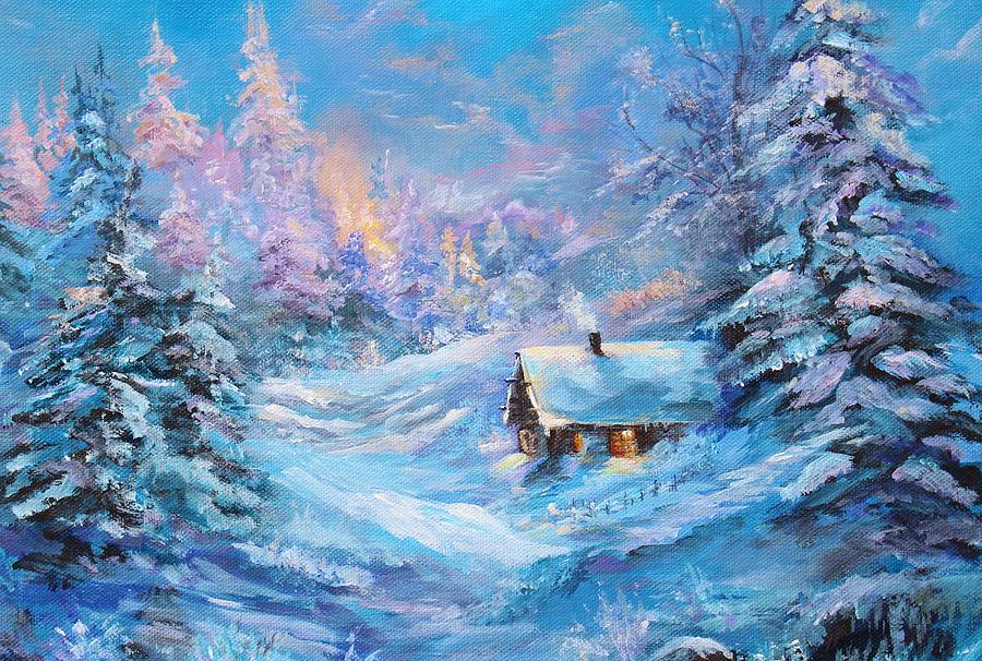 Cabin in the Snow Art Picture Poster Photo Print 2WLD 