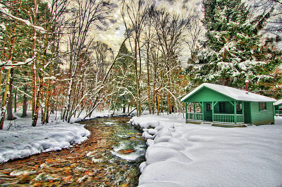 Winter Cabin On Stream Photograph By Gregory Spako