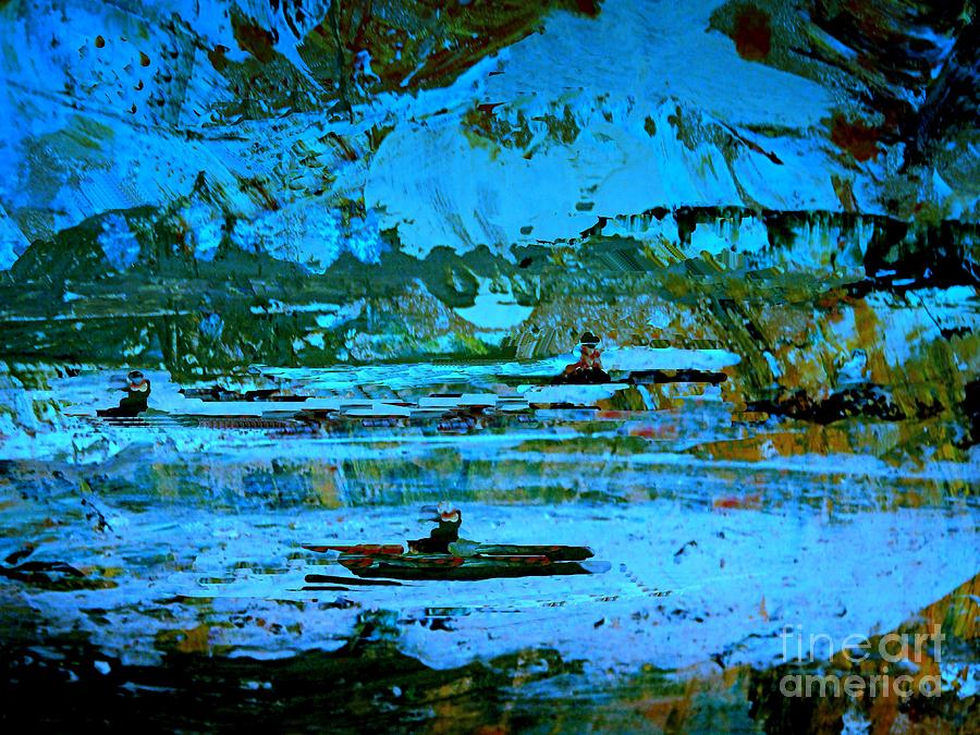 Fantasy Landscape Digital Art - Winter Canoes by Nancy Kane Chapman