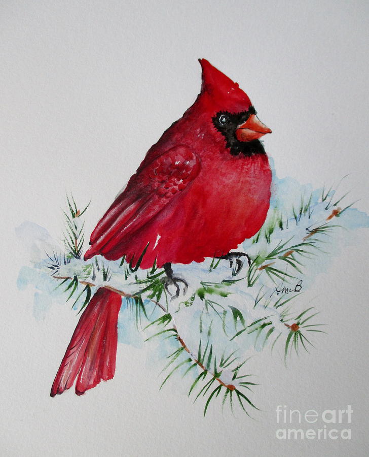 Winter Cardinal Painting by April McCarthy-Braca