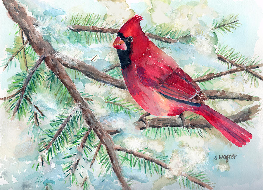 Cardinal Painting - Winter Cardinal by Arline Wagner