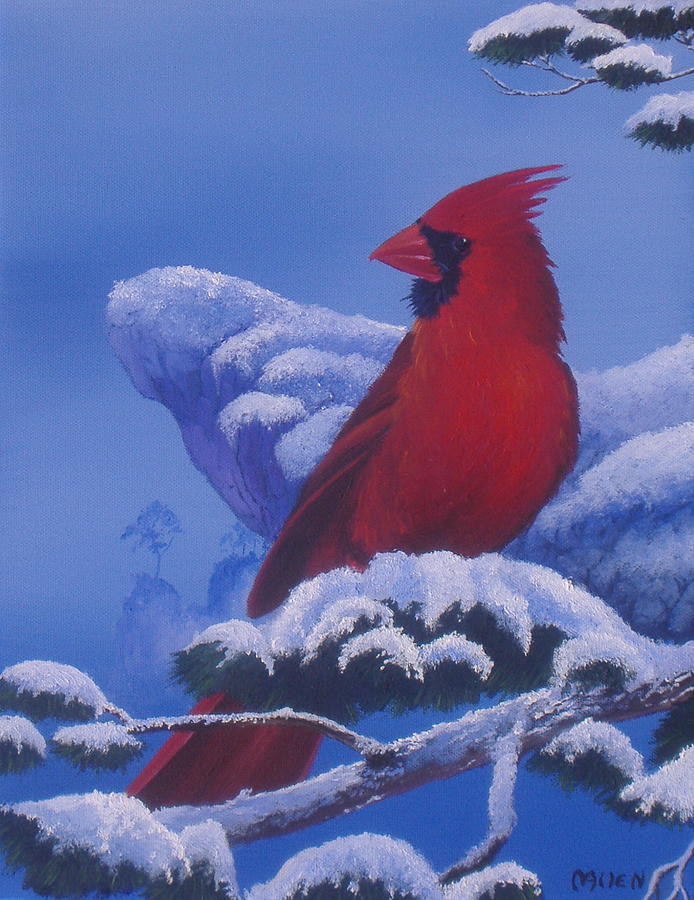 Winter Cardinal Painting by Michael Allen