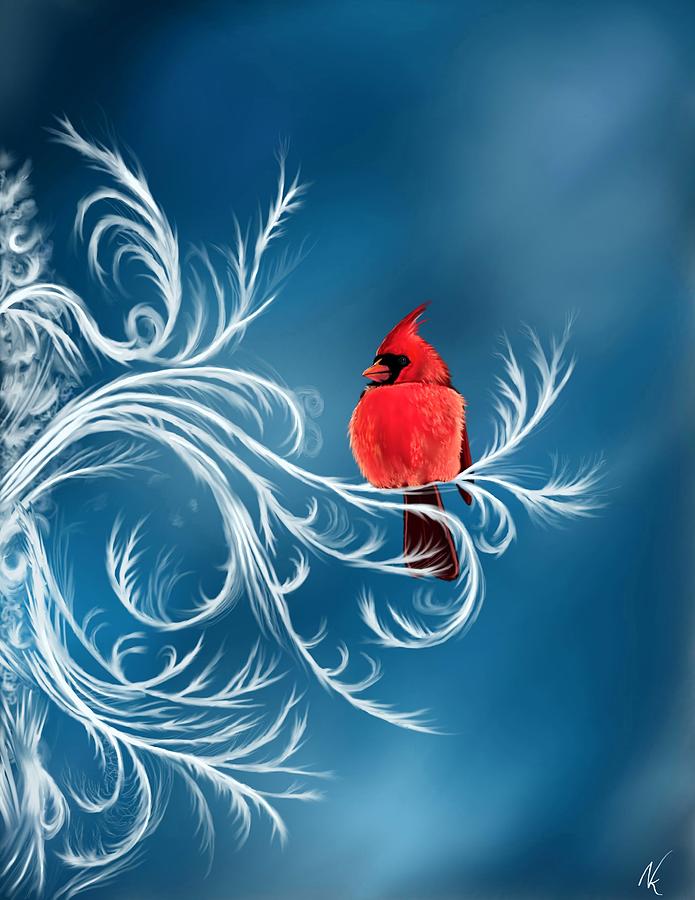 Winter Cardinal Digital Art by Norman Klein