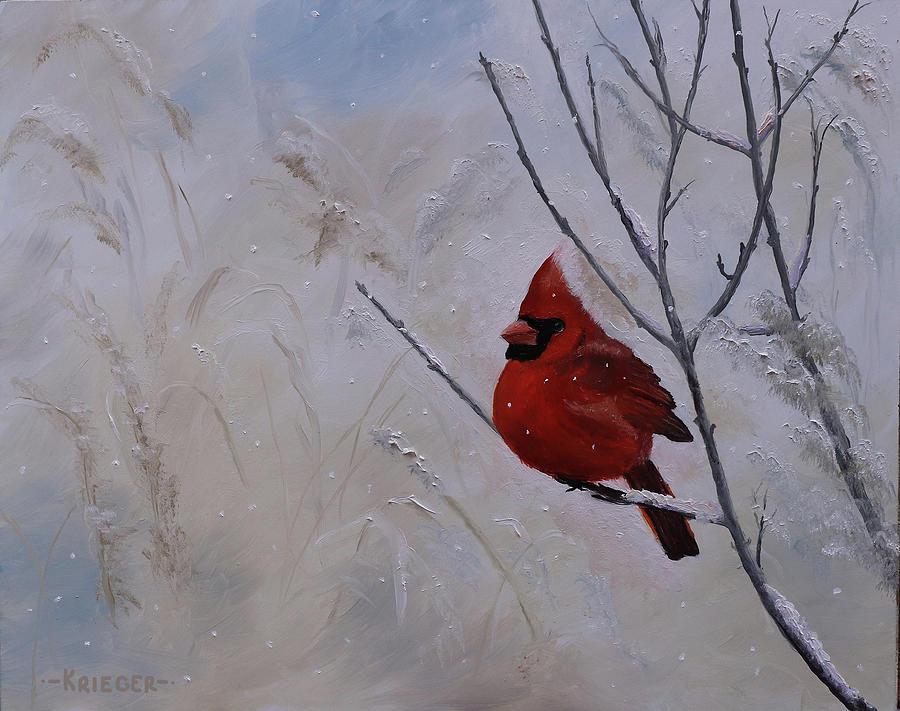 Cardinal Painting - Winter Cardinal by Stephen Krieger Cardinal Painting - Winter Cardinal by Stephen Krieger