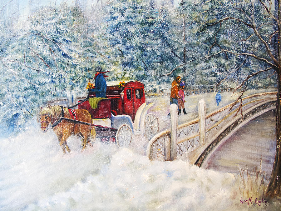 Central Park Painting - Winter Carriage in Central Park by Loretta Luglio