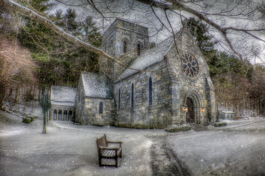 Winter Church in New England Photograph by Joann Vitali