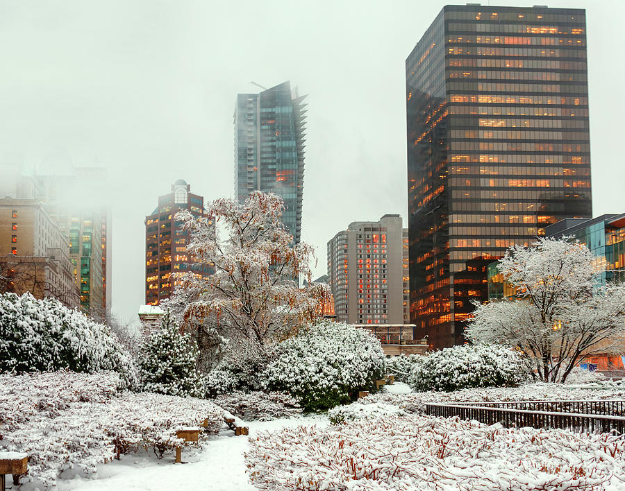 Downtown of Vancouver is under the snow cover. Photograph by Viktor Birkus