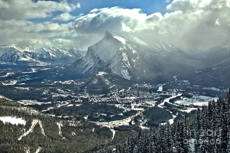 Winter Clouds Over Mt. Rundle Photograph by Adam Jewell