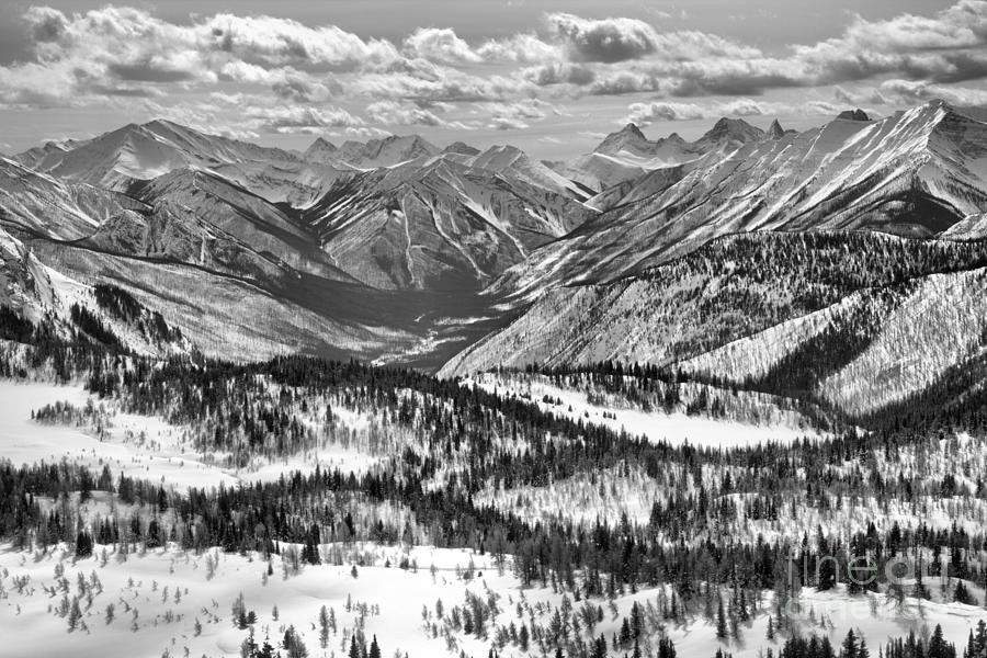 Winter Clouds Over Sunshine Village Black And White Photograph by Adam Jewell