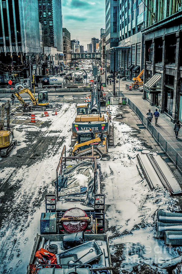 Winter Construction On Nicollet Mall Minneapolis Photograph