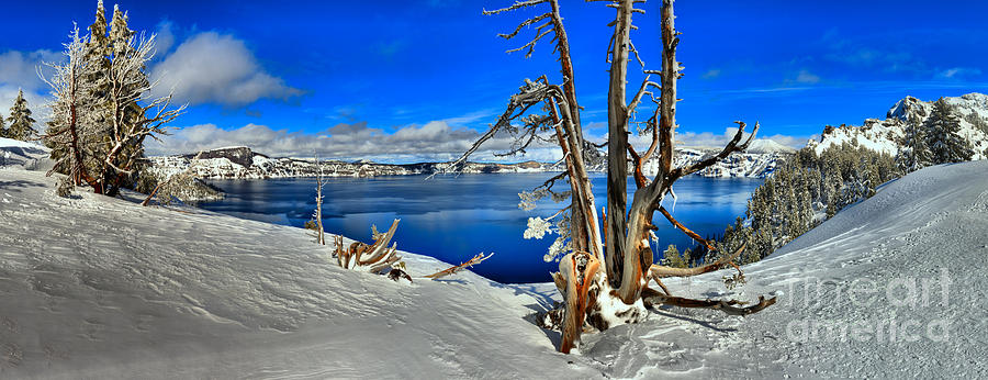 Winter Crater Lake Panorama Photograph by Adam Jewell