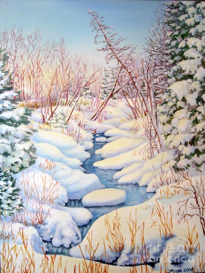 Winter Creek 1  Painting by Inese Poga