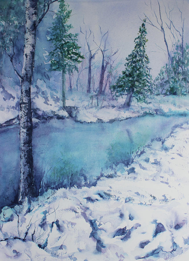 Winter Creek's Edge Painting by Kim Fournier - Fine Art America