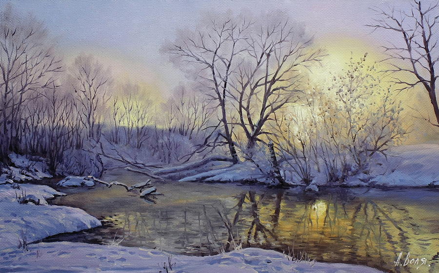 Winter Painting - Winter Dawn by Alexander Volya Winter Painting - Winter Dawn by Alexander Volya