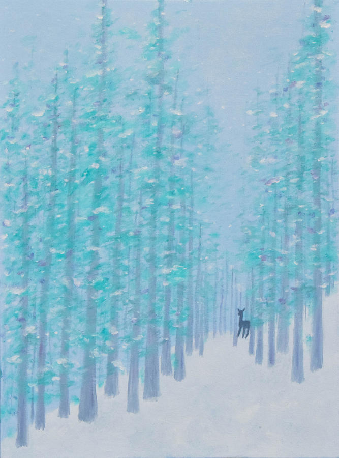 Winter Painting - Winter Deer Path  by Jan Roelofs