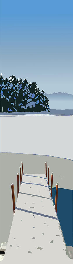 Lake Painting - Winter Dock by Marian Federspiel Lake Painting - Winter Dock by Marian Federspiel
