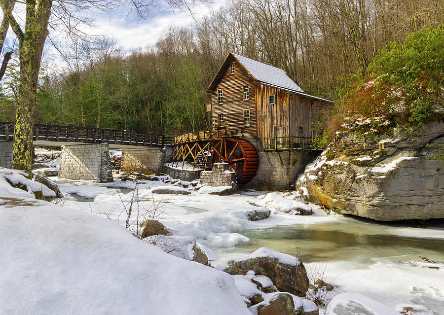 Winter Dressed Glade Creek Mill Photograph by Norma Brandsberg