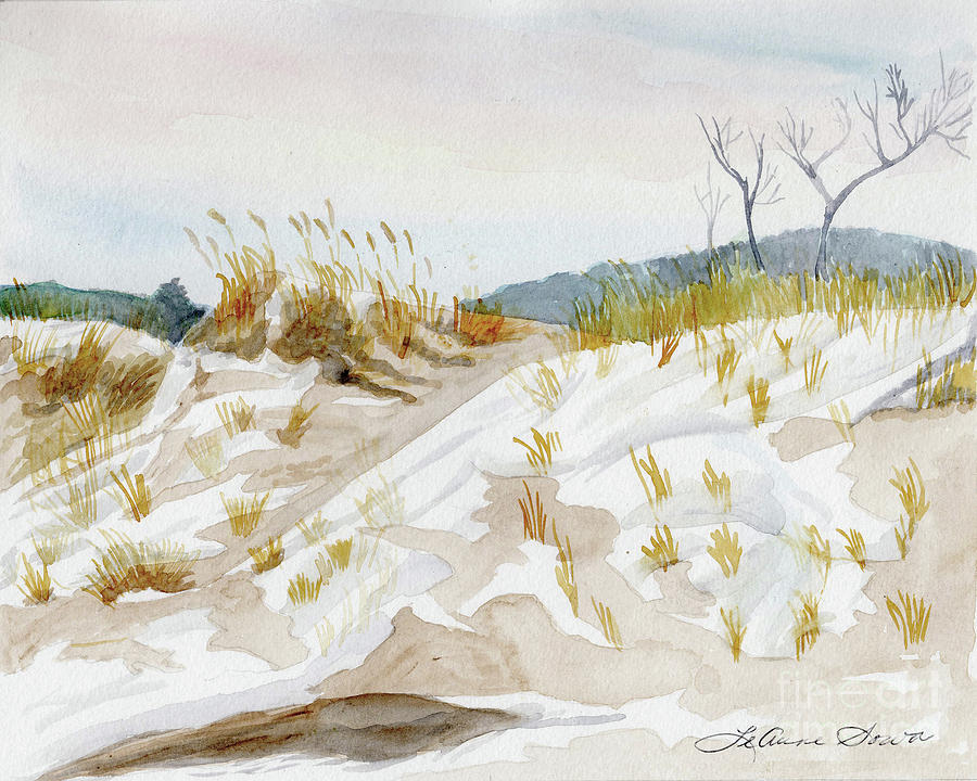 Winter Dunes, Sand Dunes, Michigan Beach, Sleeping Bear Dunes Painting by LeAnne Sowa