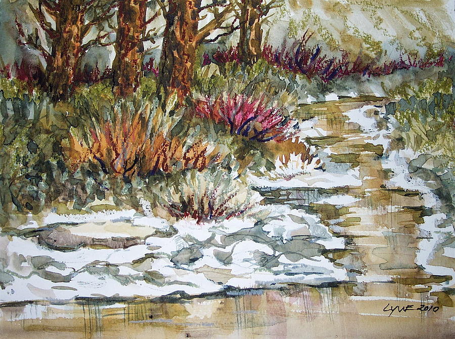 Winter Edges Latah Creek Painting by Lynne Haines