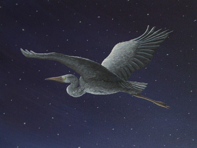 Heron Painting - Winter Escape by Cedric Colond Heron Painting - Winter Escape by Cedric Colond