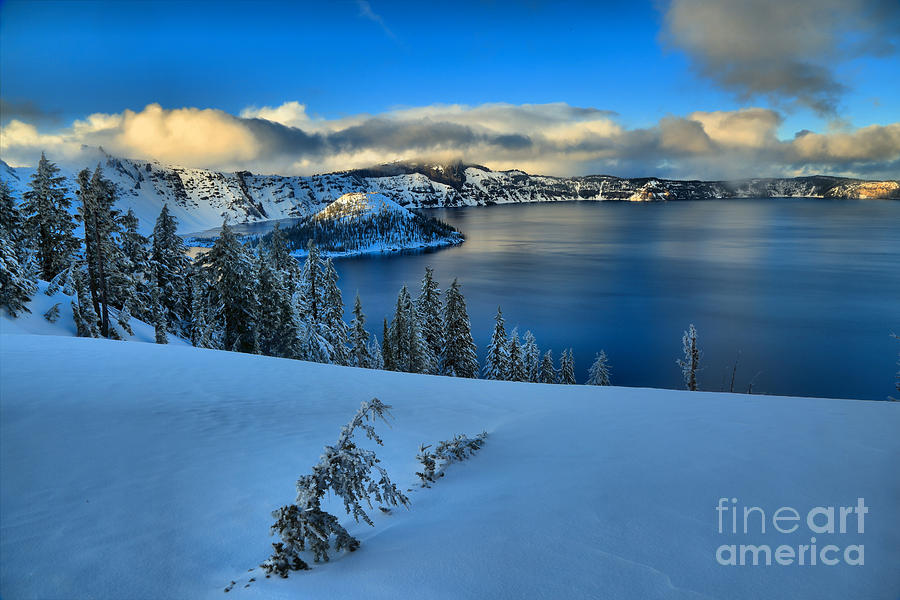Winter Evening At Crater Lake Photograph by Adam Jewell