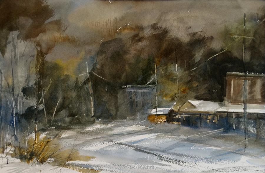 Winter Evening in a Small Town Painting by Sandra Strohschein