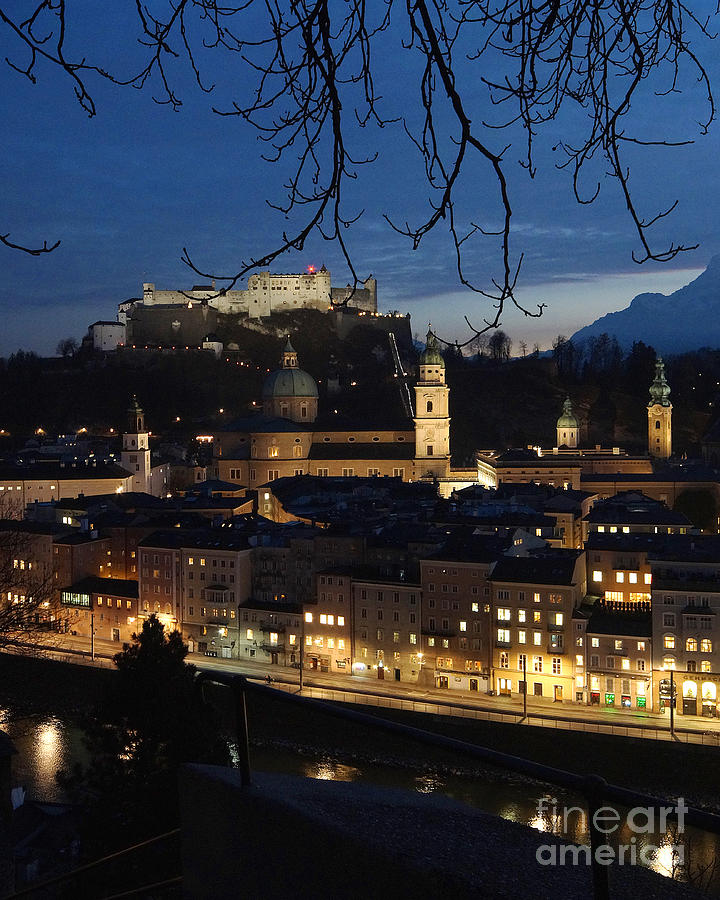 Winter Photograph - winter evening in Salzburg 1 by Rudi Prott
