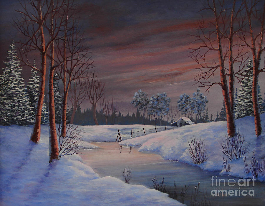 Winter Evening Painting by Jerry Walker