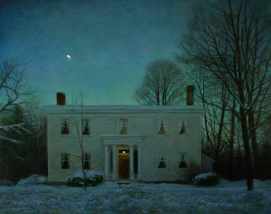 Winter Evening, Lincklaen Street Painting by Wayne Daniels