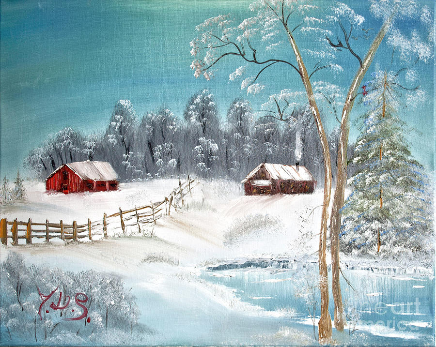 Winter Farm Painting by Joseph Summa