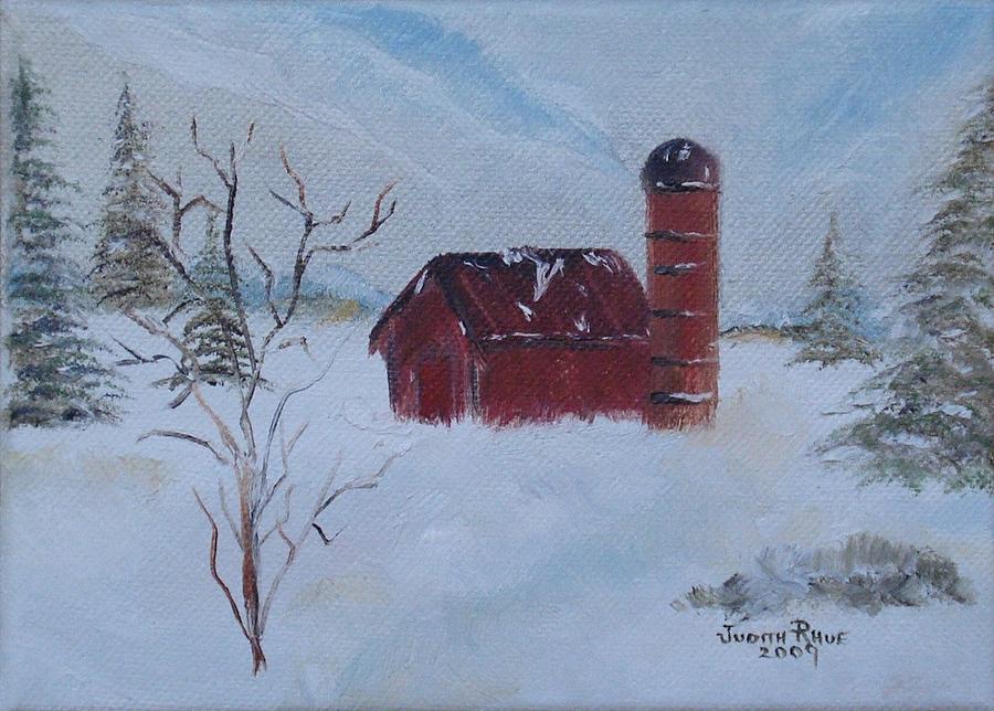 Winter Farm Painting by Judith Rhue