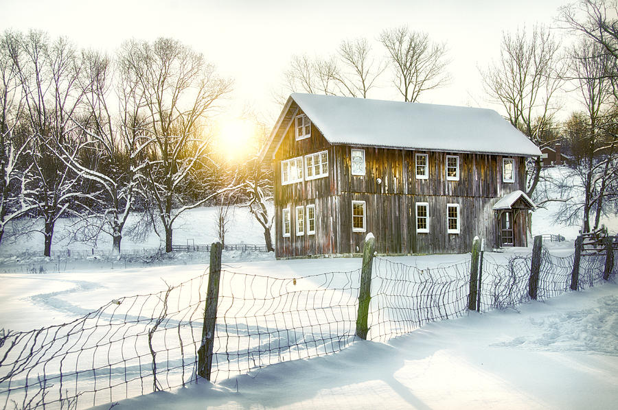 Winter Farm Scene Photograph by Eleanor Bortnick