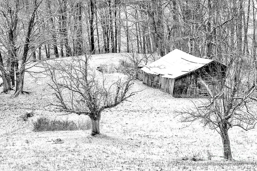 Winter Farm Scene in Black and White Photograph by Thomas R Fletcher