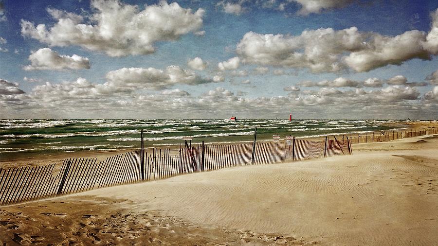 Winter Fences in Grand Haven 2.0 Photograph by Michelle Calkins