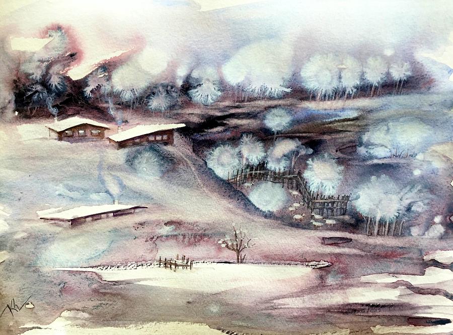 Winter ferytale Painting by Katerina Kovatcheva