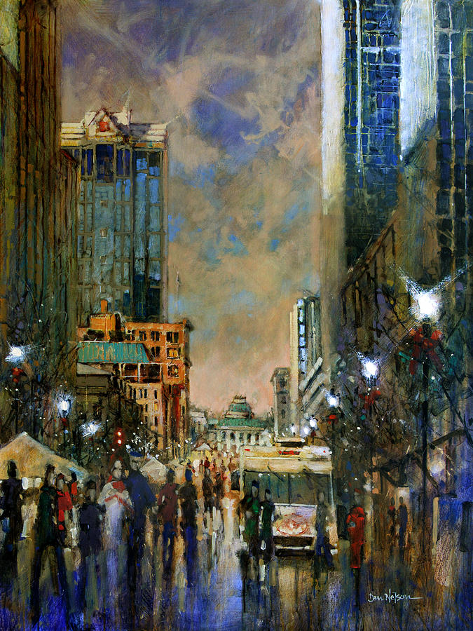 Winter Festival Evening Painting by Dan Nelson