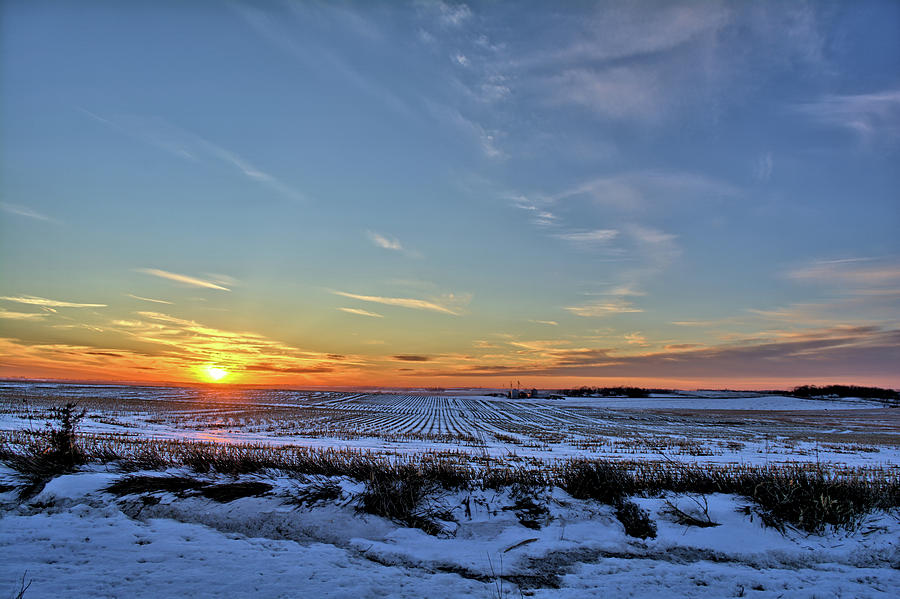 Winter Field Sunset 2 Photograph by Bonfire Photography