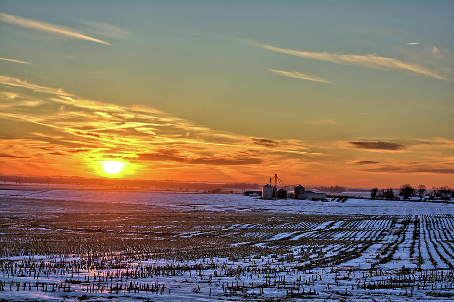 Winter Field Sunset Photograph by Bonfire Photography