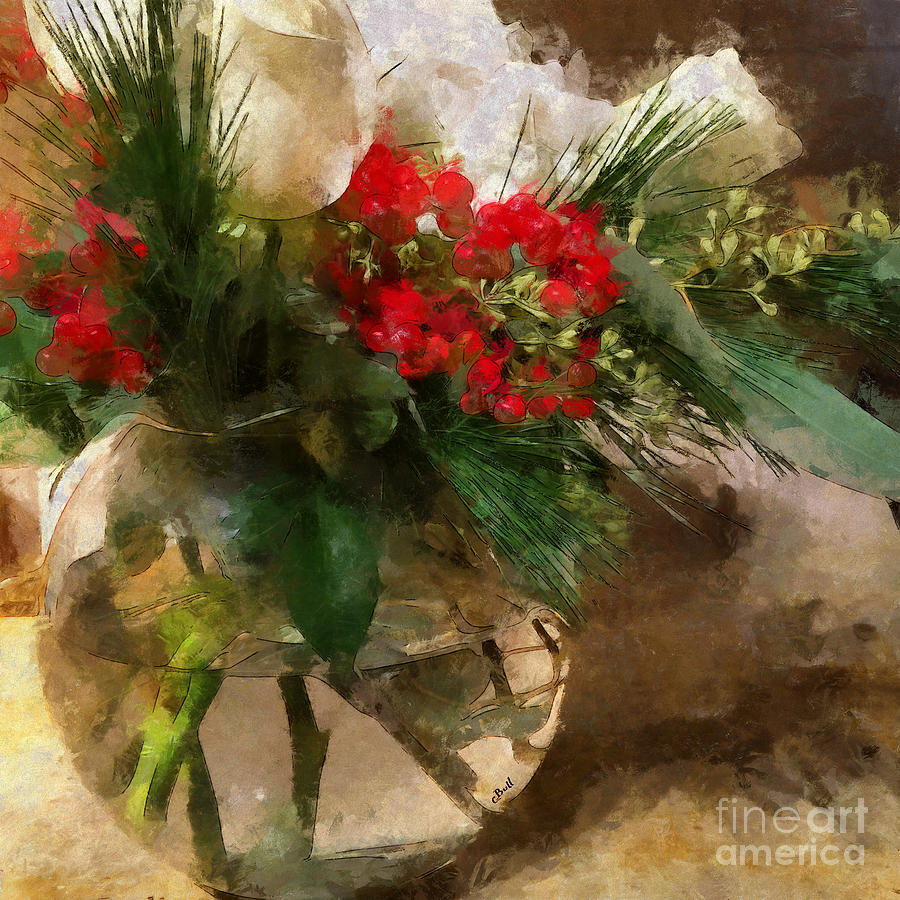Flower Photograph - Winter Flowers in Glass Vase by Claire Bull