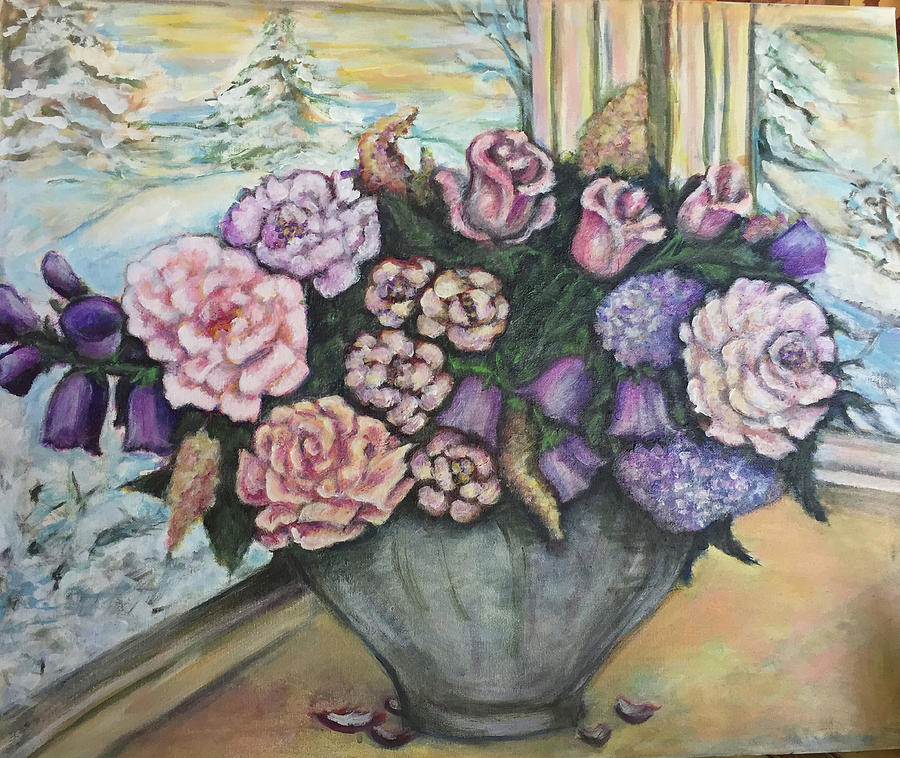 Winter Flowers Painting by Rae Chichilnitsky