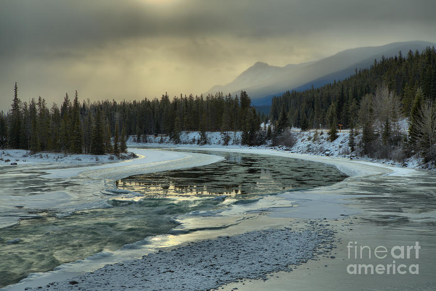 Winter Fog Over The Athabasca Photograph by Adam Jewell