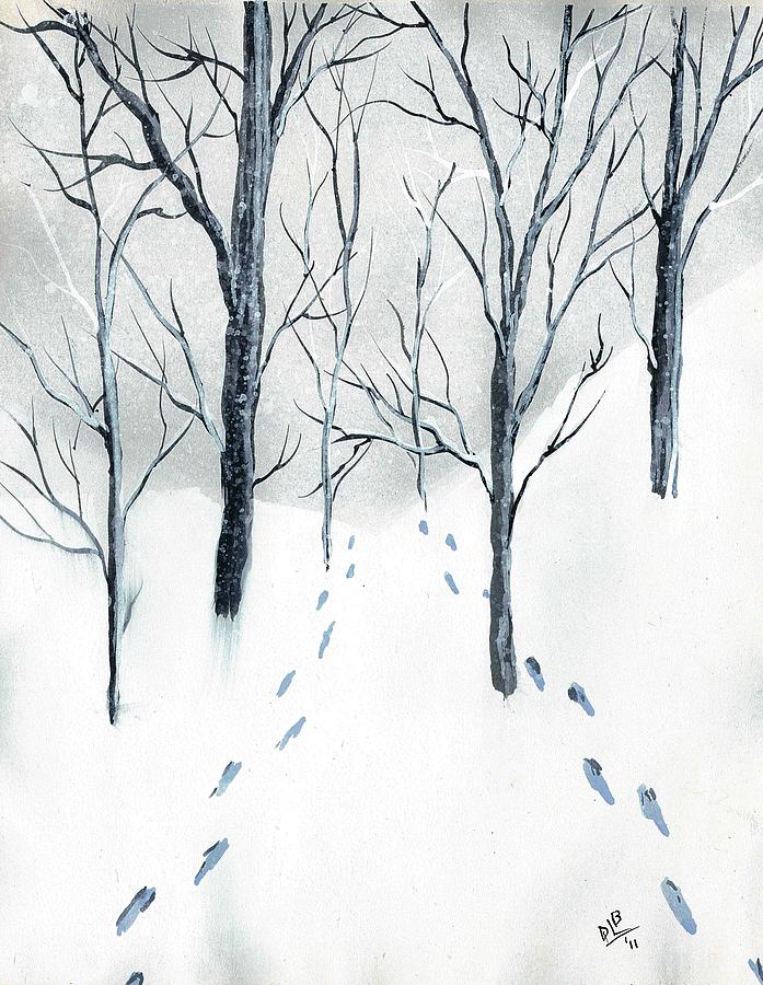 Winter Footprints Painting by David Bartsch