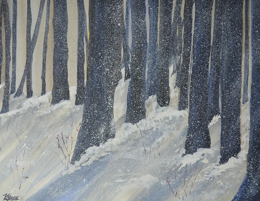 Winter Forest Painting by Kellie Chasse