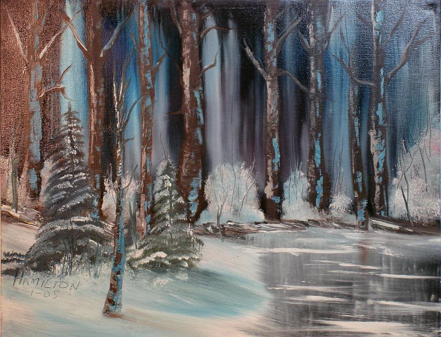 Winter Scene Painting - Winter Forest by Larry Hamilton Winter Scene Painting - Winter Forest by Larry Hamilton