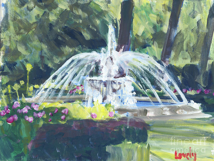 Winter Fountain, Indigo Run Painting by Candace Lovely