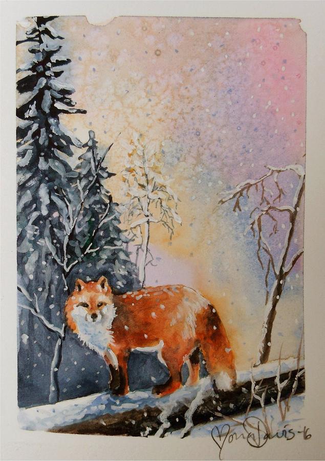 Winter Fox Painting by Mona Davis - Fine Art America